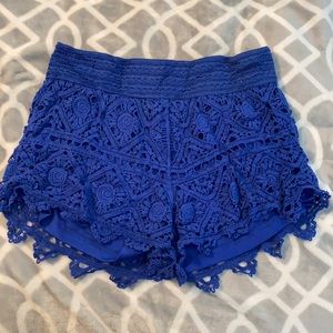 Blue Crochet Shorts